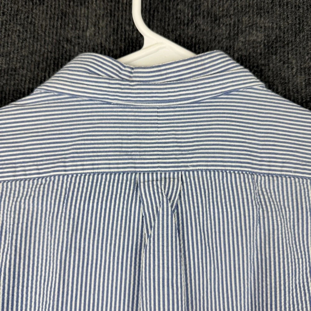 Polo Ralph Lauren Shirt Mens XL Blue White Striped‎ Seersucker SS Button Down